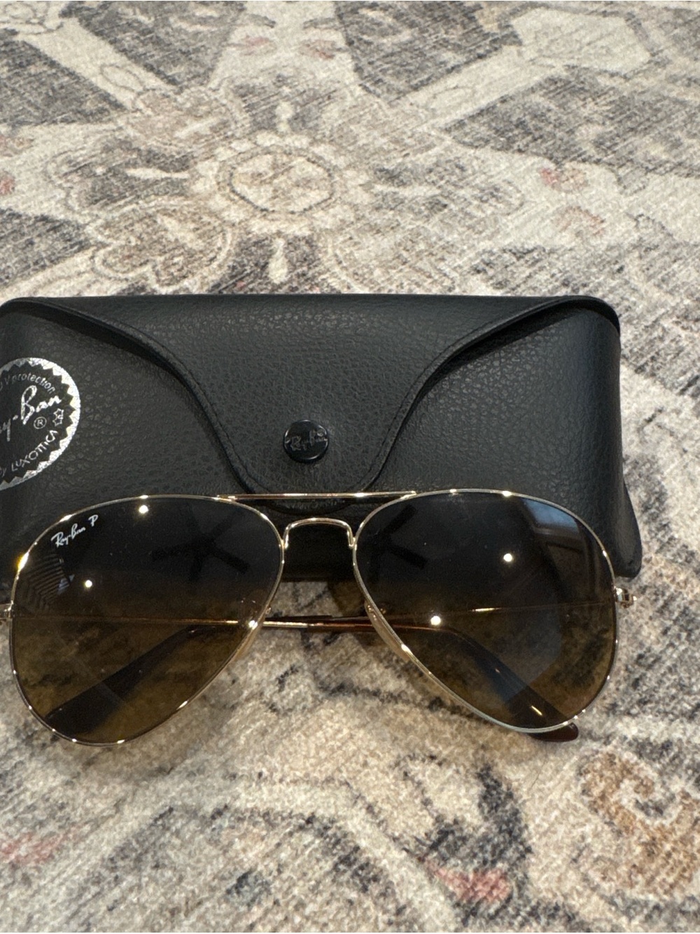 Ray-Ban Gold Frame Sunglasses with Brown Gradient Lenses